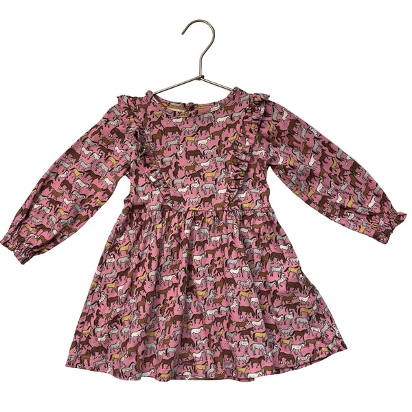 Mini Boden Pink Horse Print Dress - Size 18-24 Mo