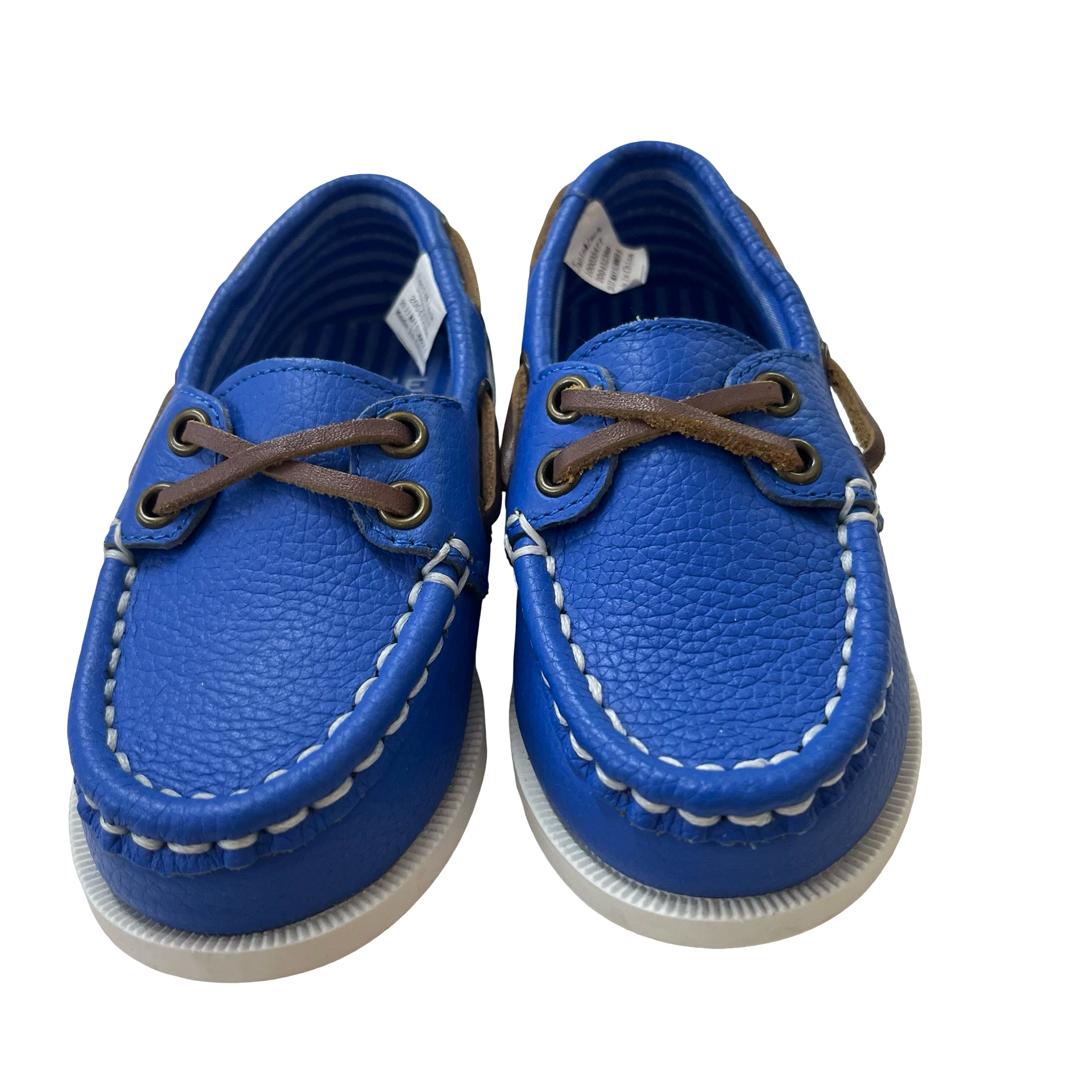 Janie and Jack Blue Leather Boat Shoes - Size 5