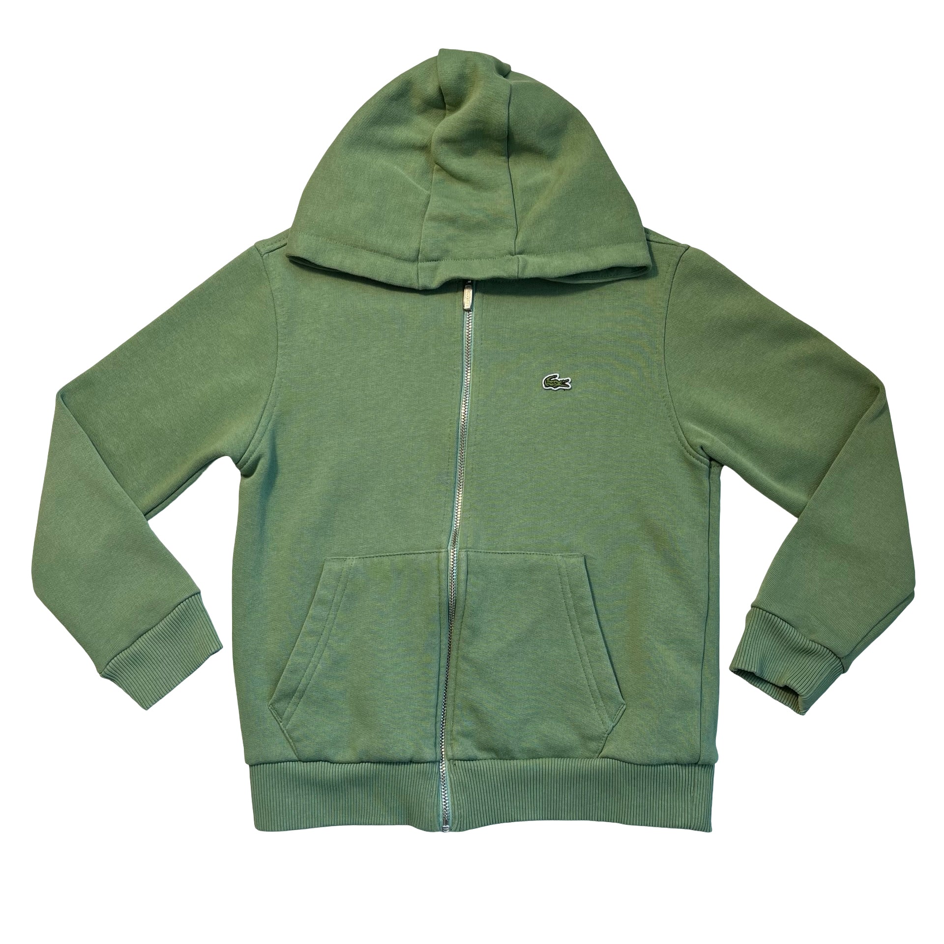 Lacoste Green Zip-Up Hooded Sweatshirt - Size 8