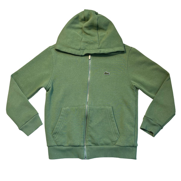 Lacoste Green Zip-Up Hooded Sweatshirt - Size 8
