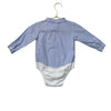 Leon Blue & White Geo Pattern Button Down Bodysuit Shirt - Size 18-24 Mo