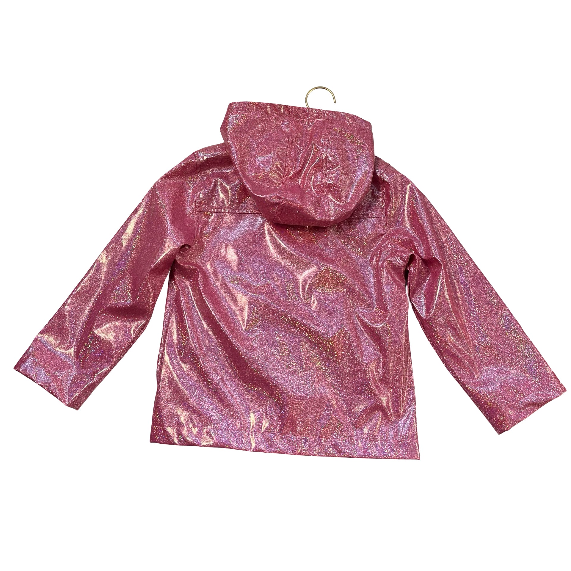 Berkley Jensen Jersey-Lined Pink Glitter Rain Jacket - Size 7