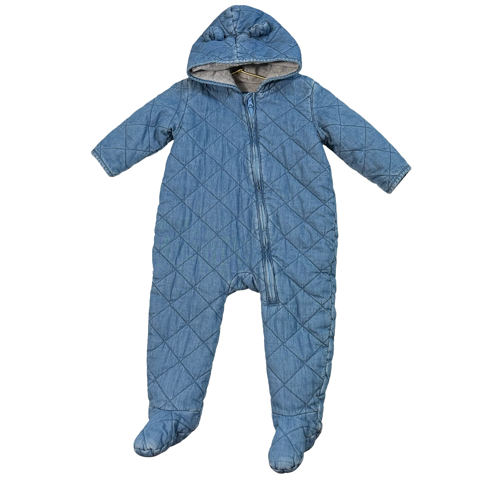 Gap Denim Blue Chambray Quilted Lined Bunting - Size 18-24 Months