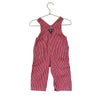 OshKosh Jersey-Lined Red & White Striped Denim Overalls - Size 9 Mo