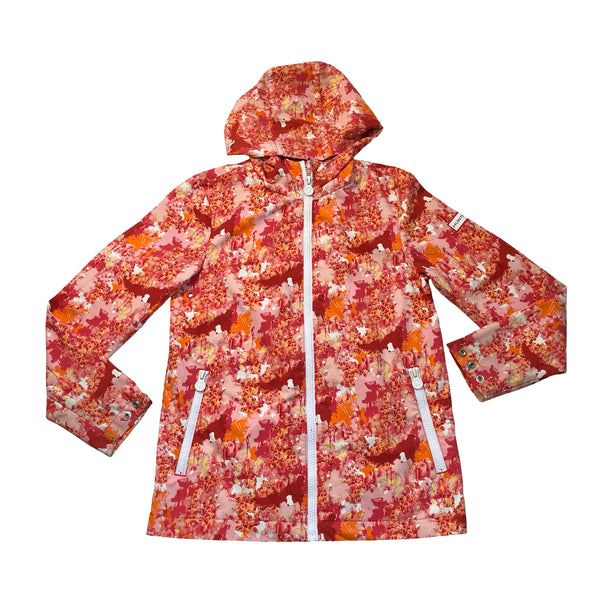 Hunter for Target Pink, Orange, Yellow Print Hooded Windbreaker Jacket - M 7-8
