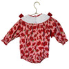 Stitchy Fish Pink & Red Poinsettia Bubble Romper - Size 12 Mo