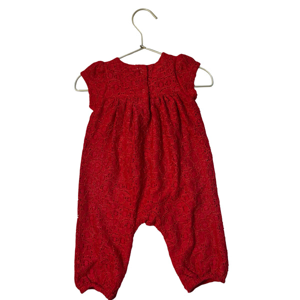 Cat & Jack Red Lace One-Piece Jumpsuit - Size 6-9 Mo