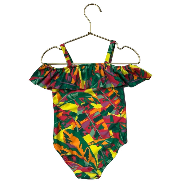 Cat & Jack Green, Yellow, Orange Tropical Leaf Print Swim Suit - Size 3T