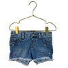 Cat & Jack Embroidered Flower Denim Jean Shorts, Raw Hem - Size 4T