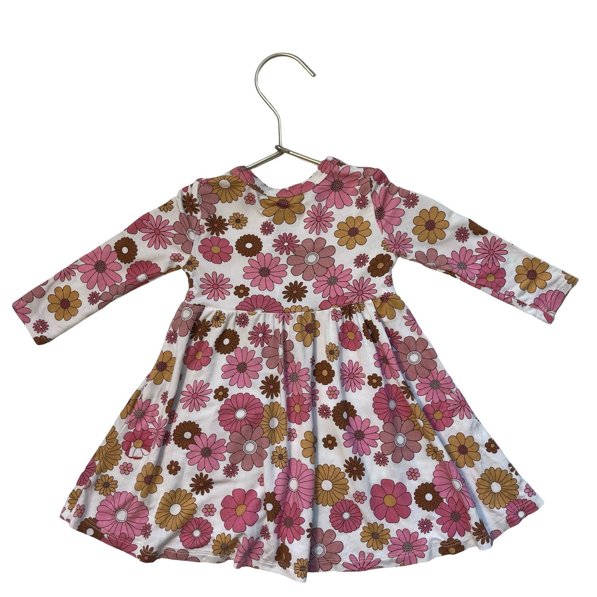 Angel Dear Ivory & Pink Flower Print Dress - Size 6-12 Mo