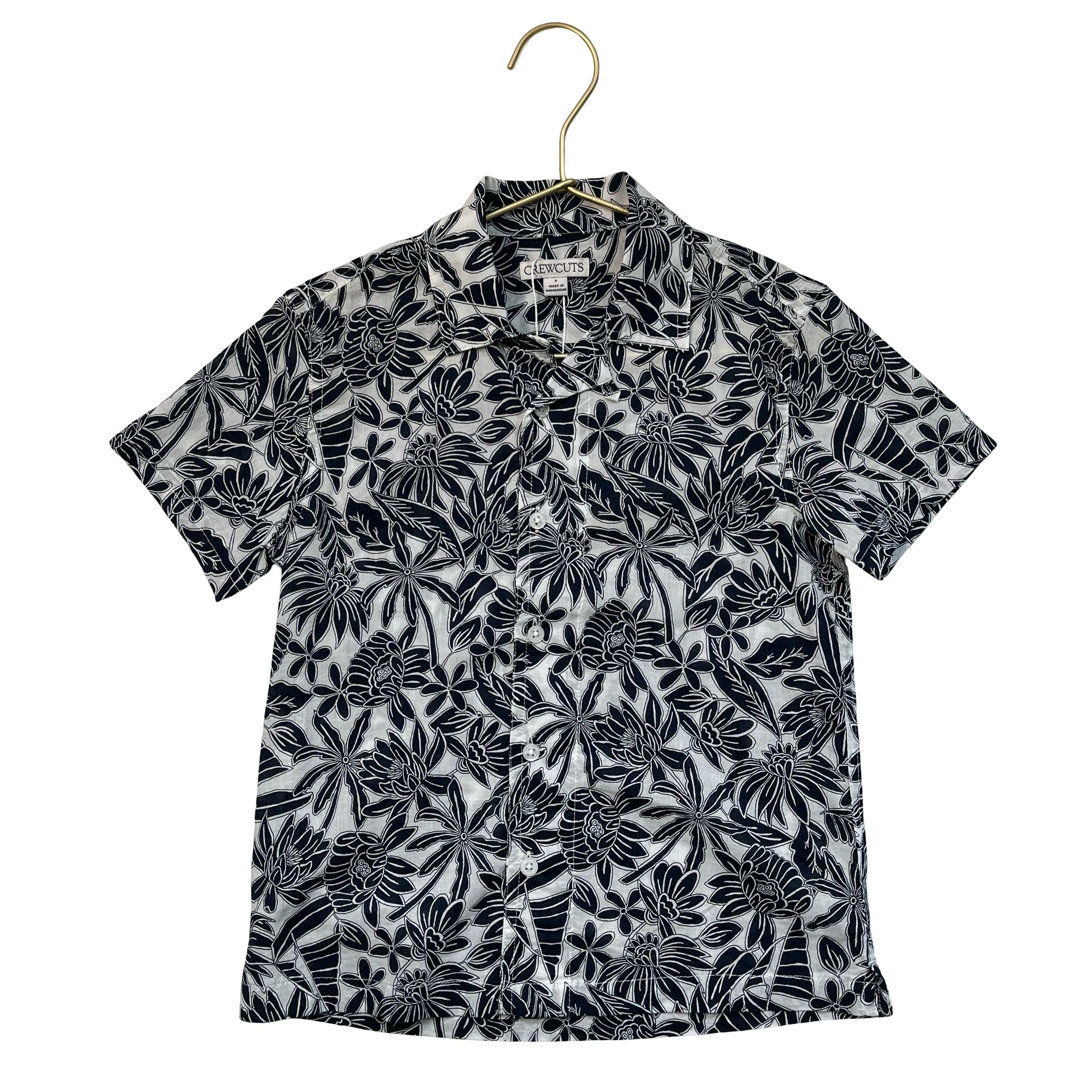 Crewcuts Navy & White Tropical Floral Button Down Shirt - Size 5