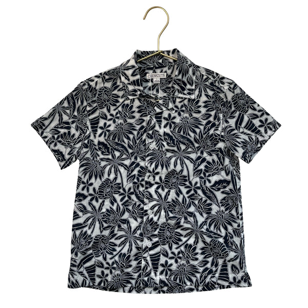 Crewcuts Navy & White Tropical Floral Button Down Shirt - Size 5