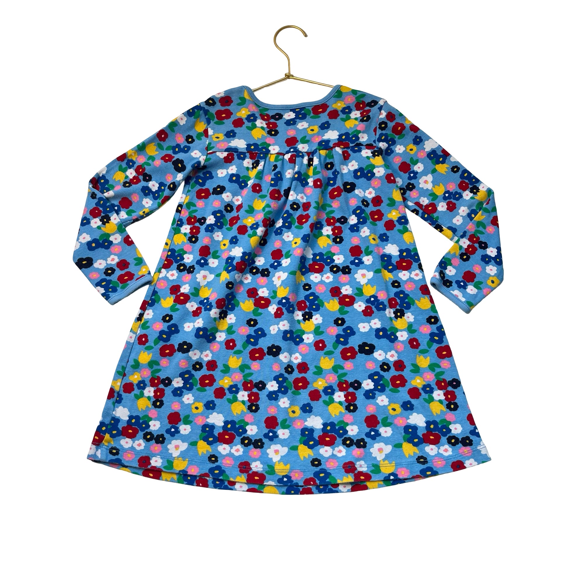 Hanna Andersson Light Blue & Multi-Color Flower Print Dress - Size 6-7
