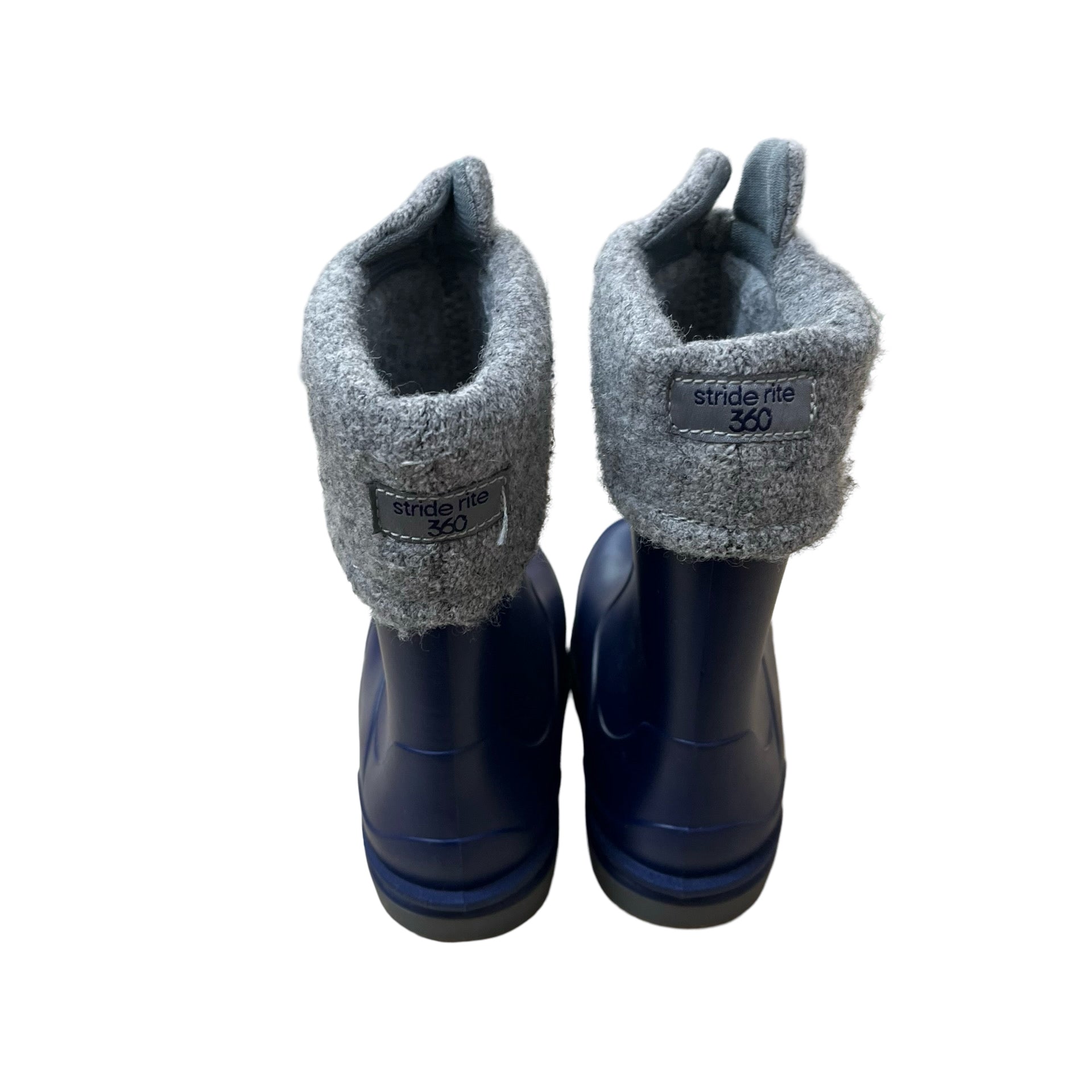 Stride Rite Navy Rain Boots, Removable Gray Lining - Size 9