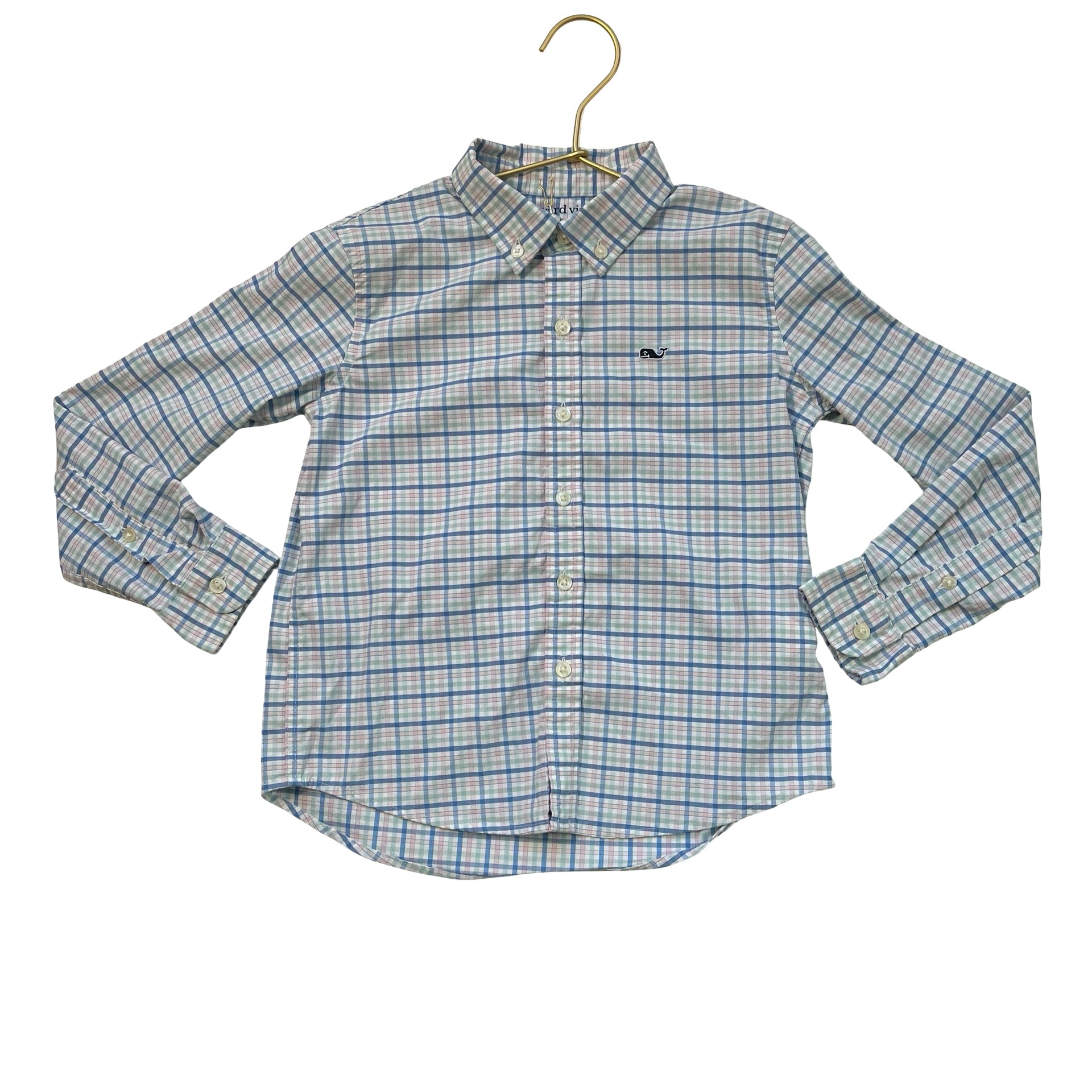 Vineyard Vines Performance Cotton Pastel Check Button Down Shirt - Size 6