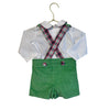 Beaufort Bonnet Green Corduory Suspender Shorts & White Bodysuit - Size 12-18 Mo