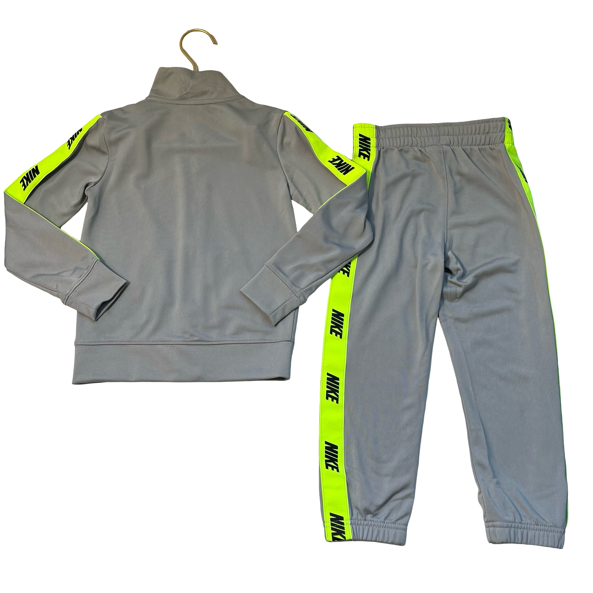 Nike Gray & Neon Green Zip-Up Track Jacket & Athletic Joggers - Size 4