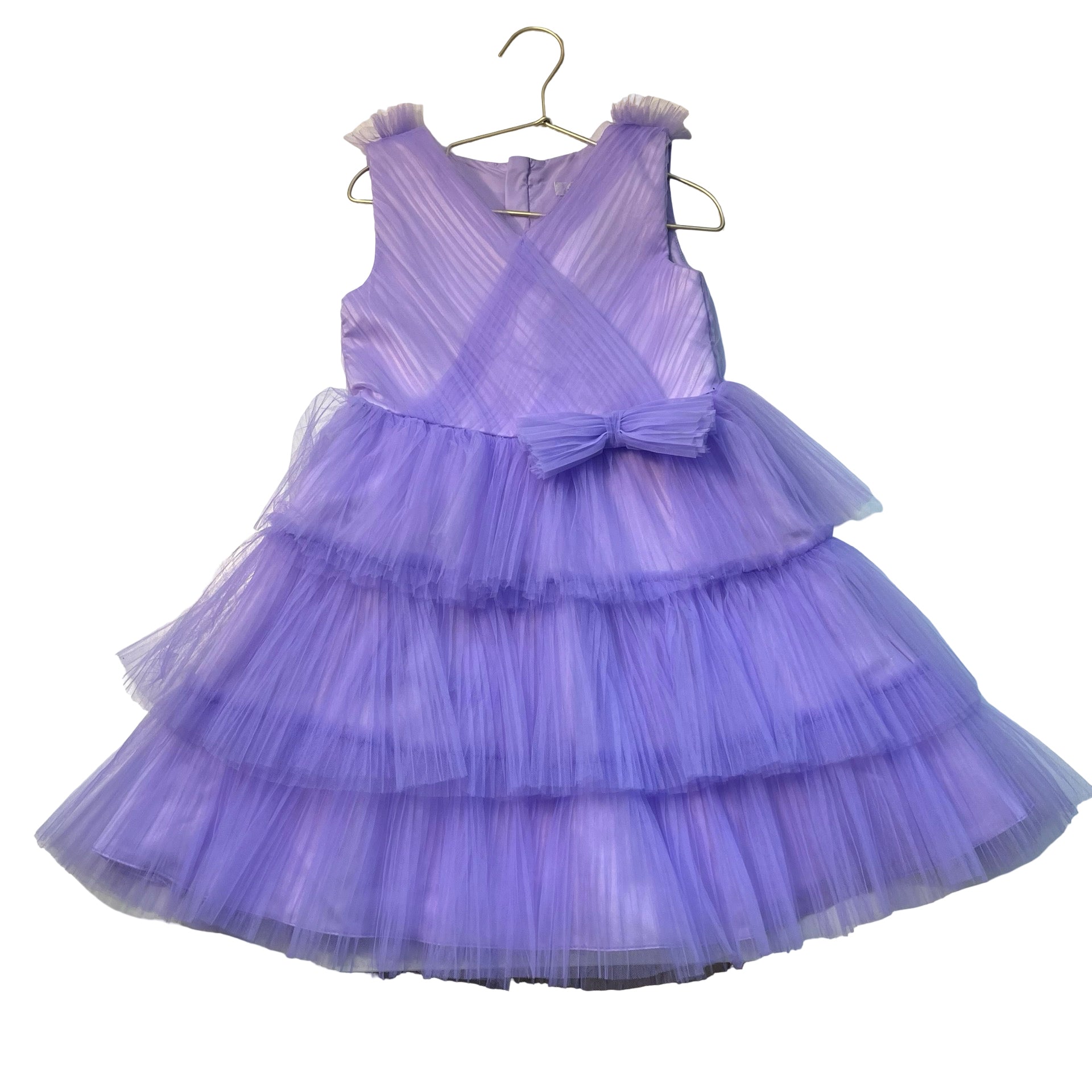 Badgley Mischka American Glamour Lavender Pleated Tulle Dress - Size 6X