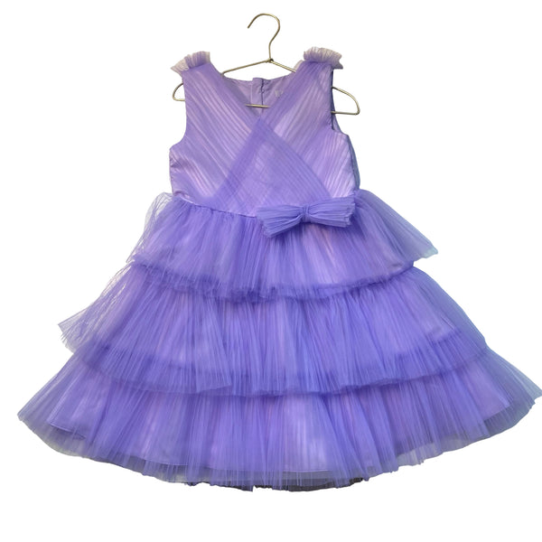 Badgley Mischka American Glamour Lavender Pleated Tulle Dress - Size 6X