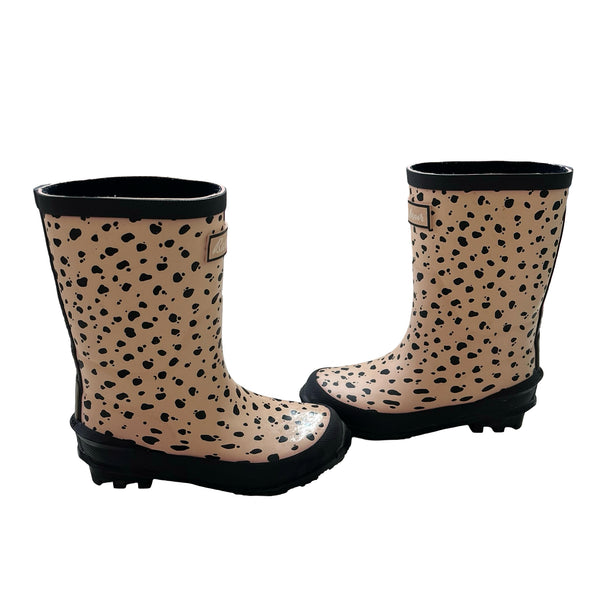 Barbour Peach & Black Pattern Rain Boots - Size 10