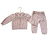Little Me Pink Cotton Knits Pants & Embroidered Cardigan Set - Size 9 Mo