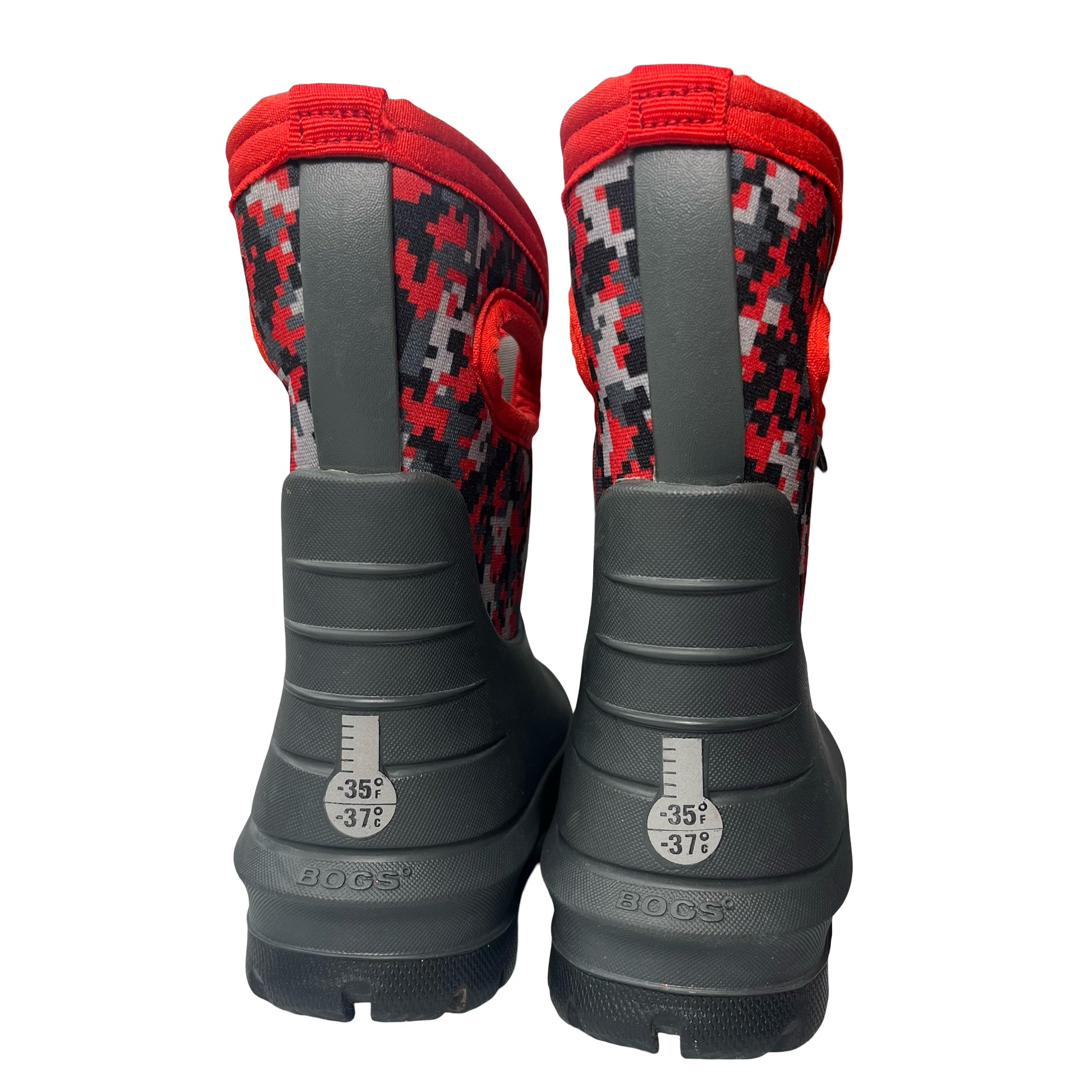 Bogs Gray & Red Pattern Boots - Size 7