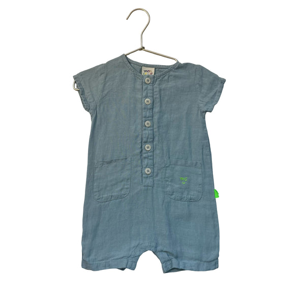 Mon Coeur Light Blue 100% Linen Romper - Size 18-24 Mo