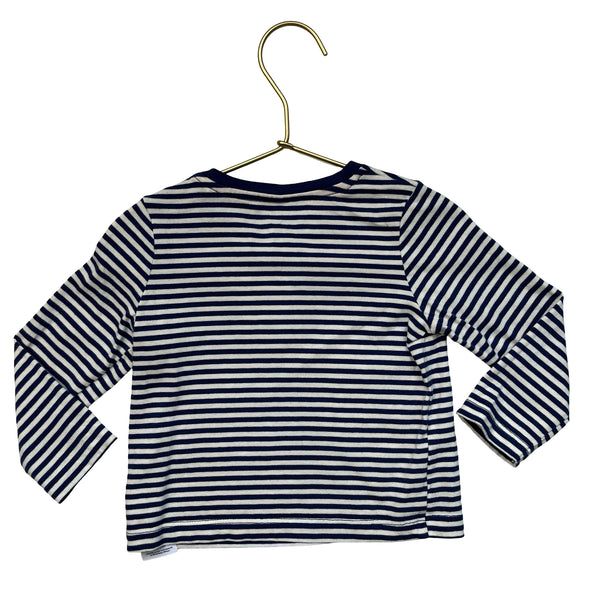 Baby Boden Navy Striped Shirt - Size 6-12 Mo