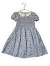 Janie and Jack Light Blue Floral Smocked Dress - Size 5