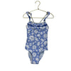 Monsoon Blue & White Stripe & Flower Print Swim Suit - Size 7-8Y