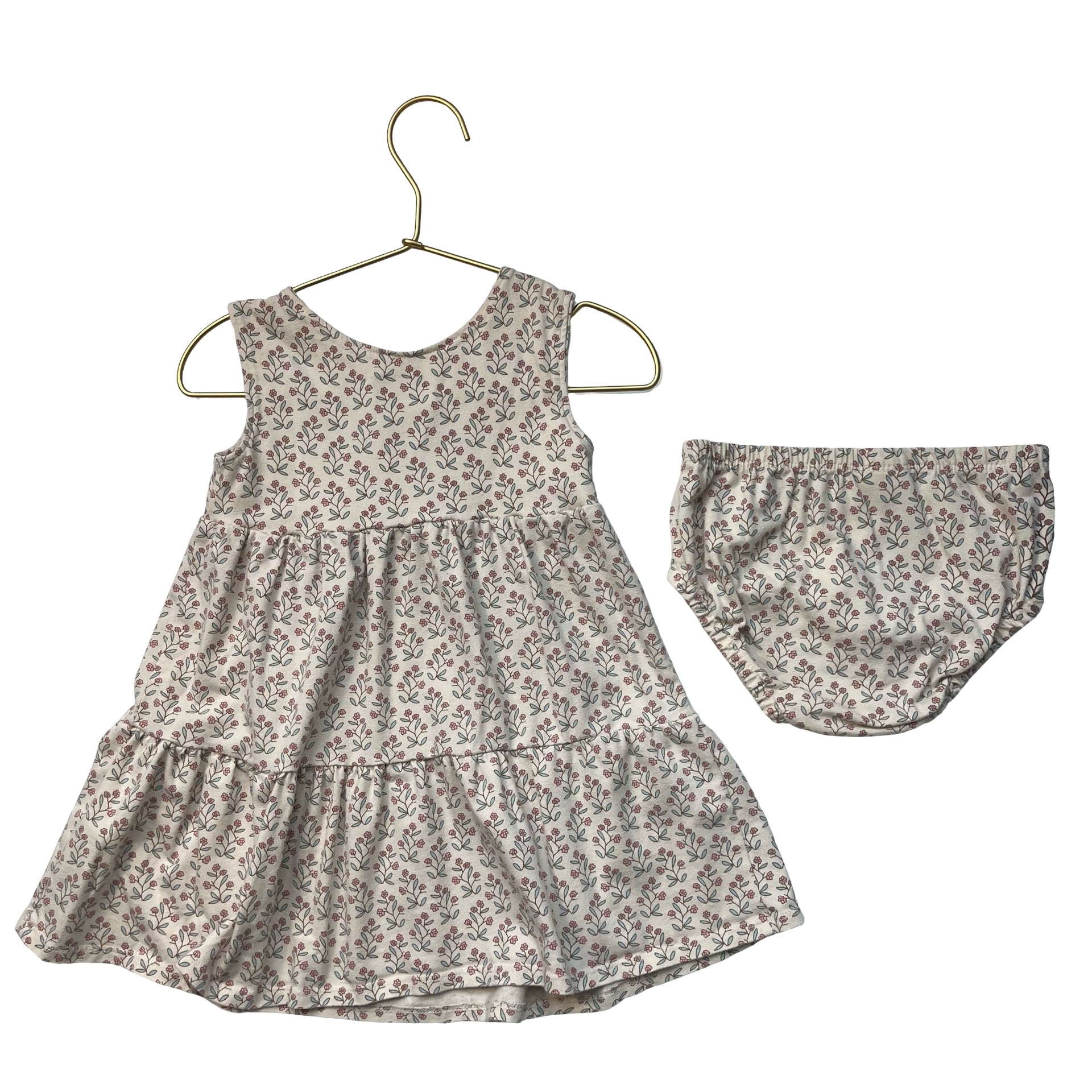 Carter's Little Planet Tan Floral Dress & Bloomers - Size 24 Mo