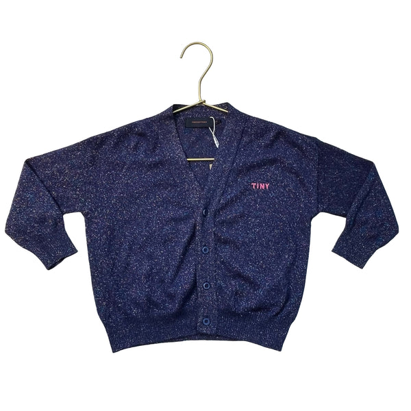 Tinycottons Navy & Multi-Color Metallic V-Neck Cardigan Sweater - Size 2Y