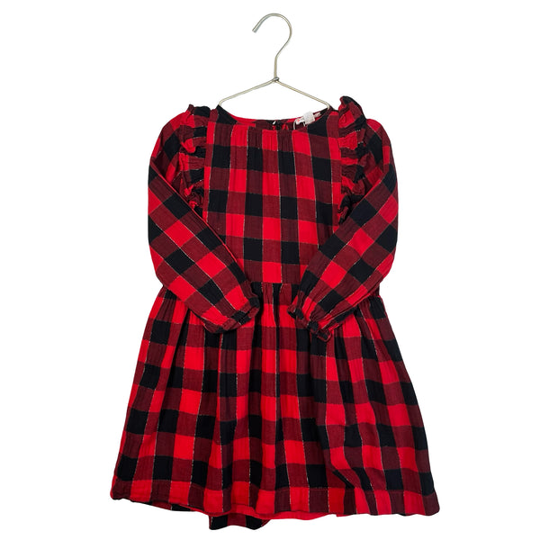 Crewcuts Red, Black, Silver Buffalo Plaid Dress - Size 6