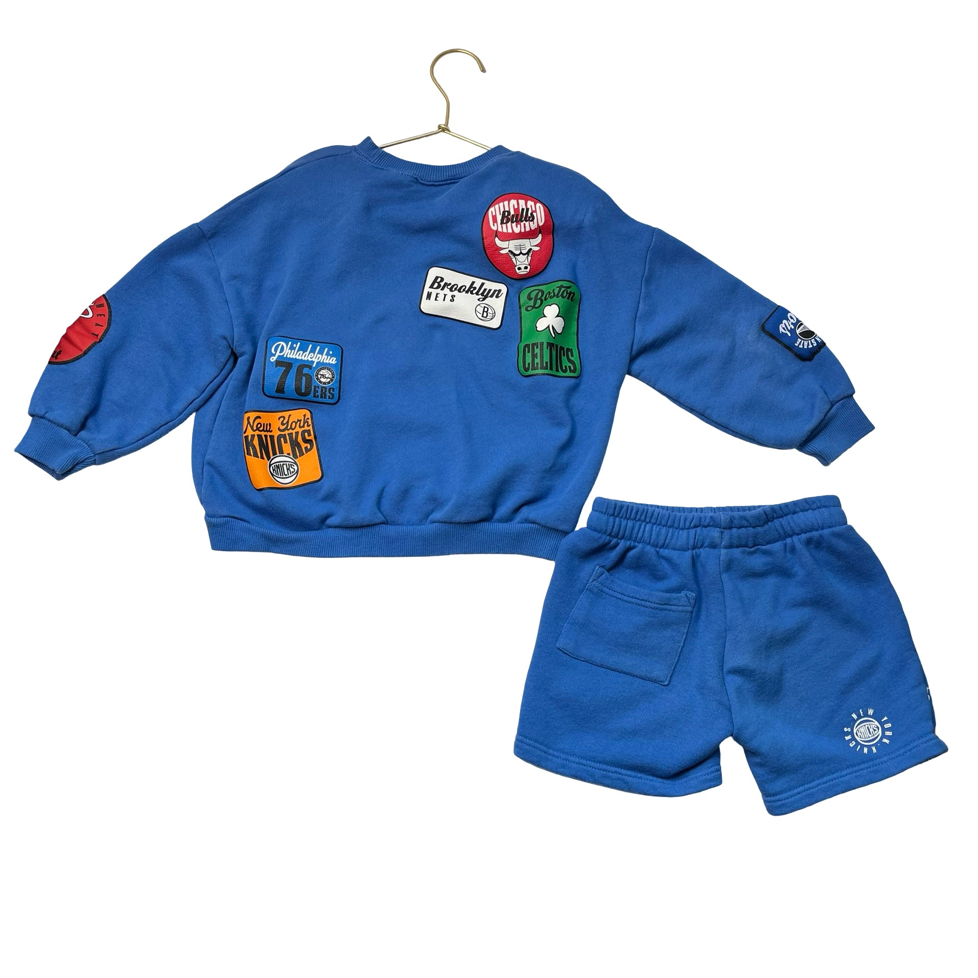 Zara x NBA Blue Team Logo Sweatshirt & Shorts Set - 4
