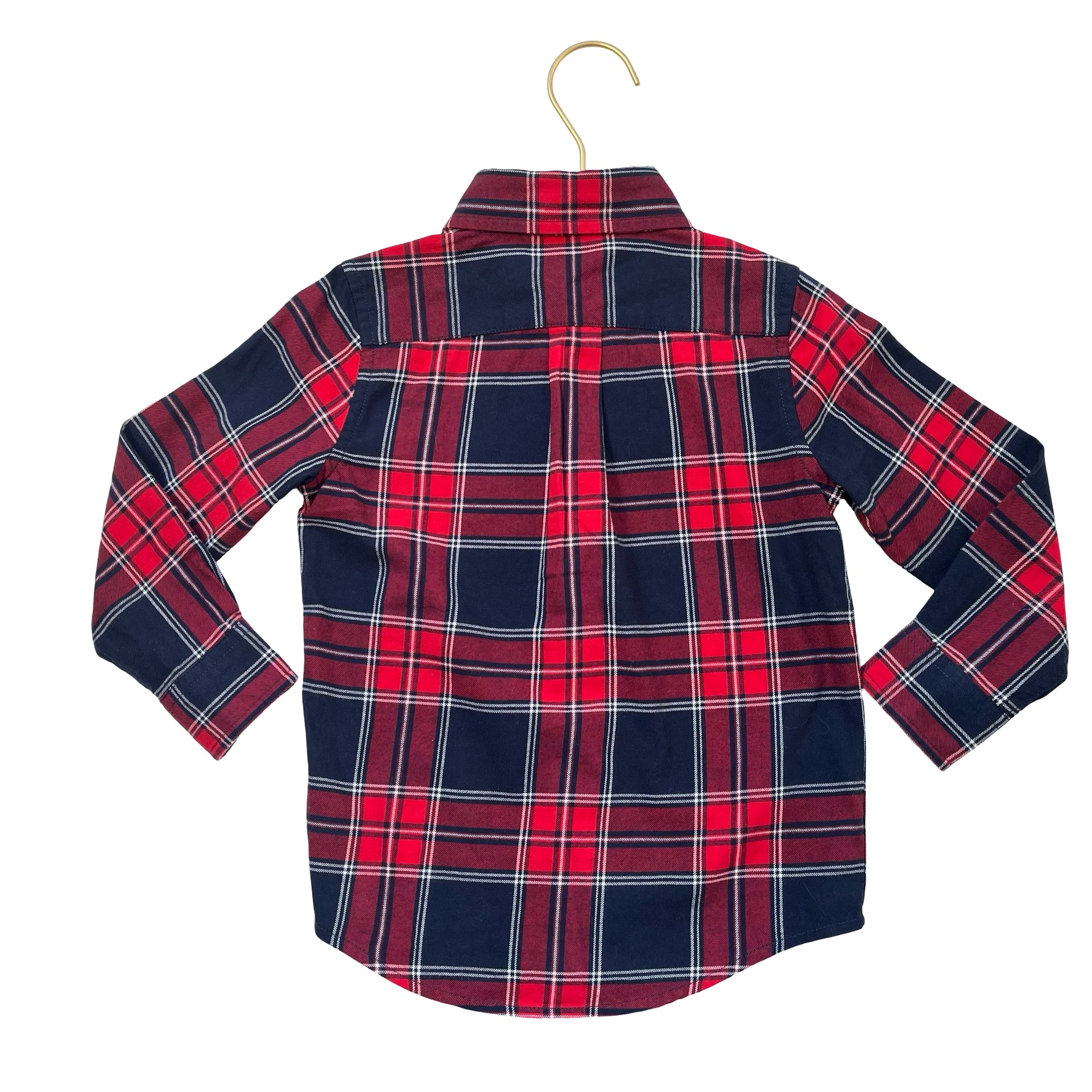 Janie and Jack Red & Navy Plaid Flannel Button Down Shirt - Size 3