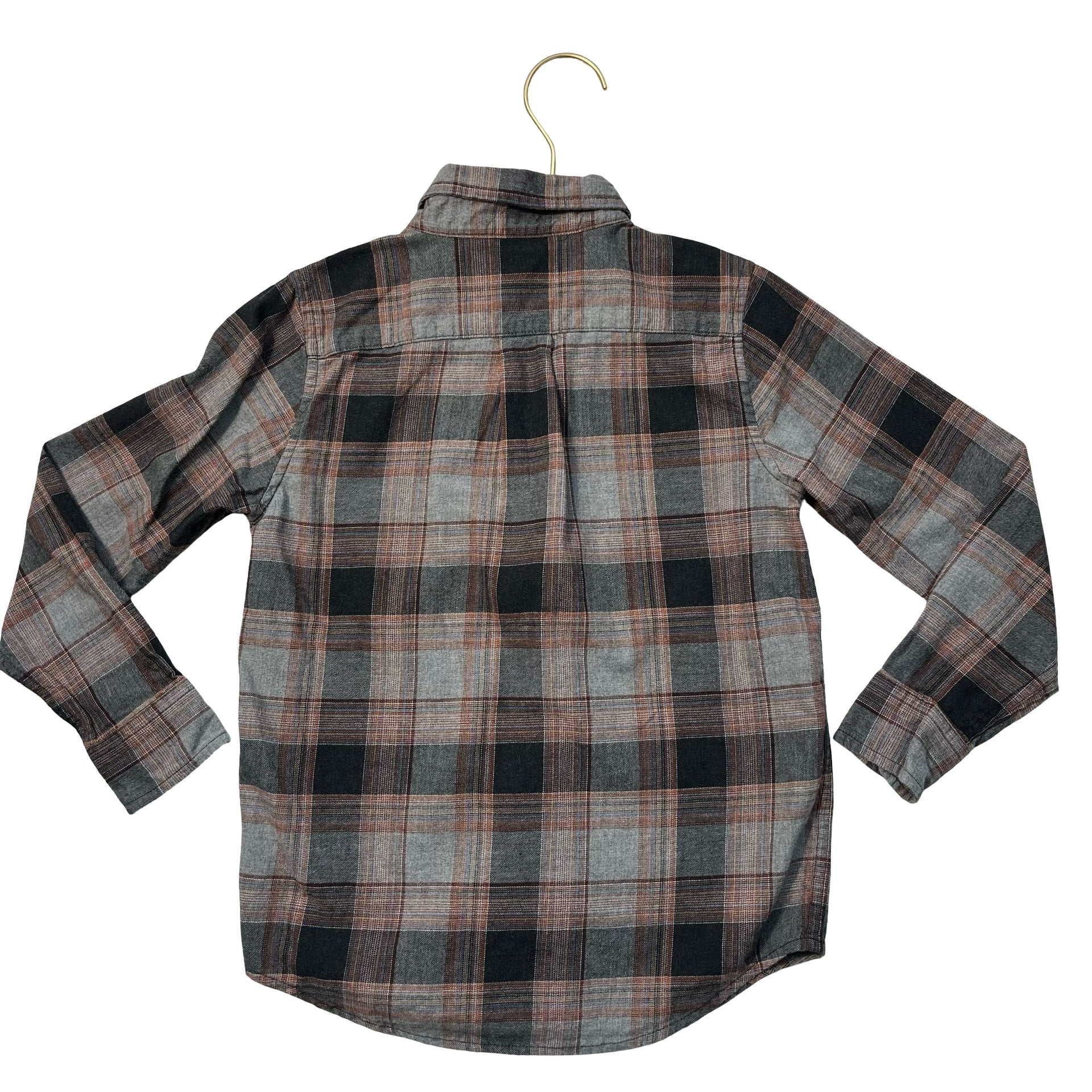 Janie and Jack Gray, Black, Brown Plaid Flannel - Size 6