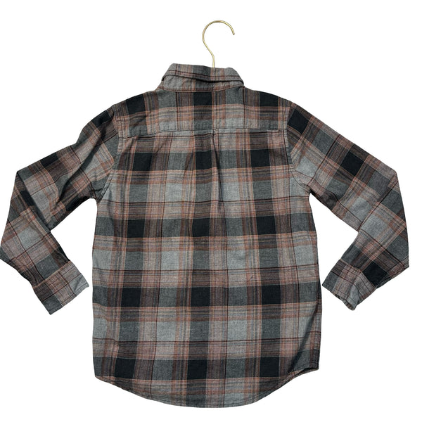 Janie and Jack Gray, Black, Brown Plaid Flannel - Size 6