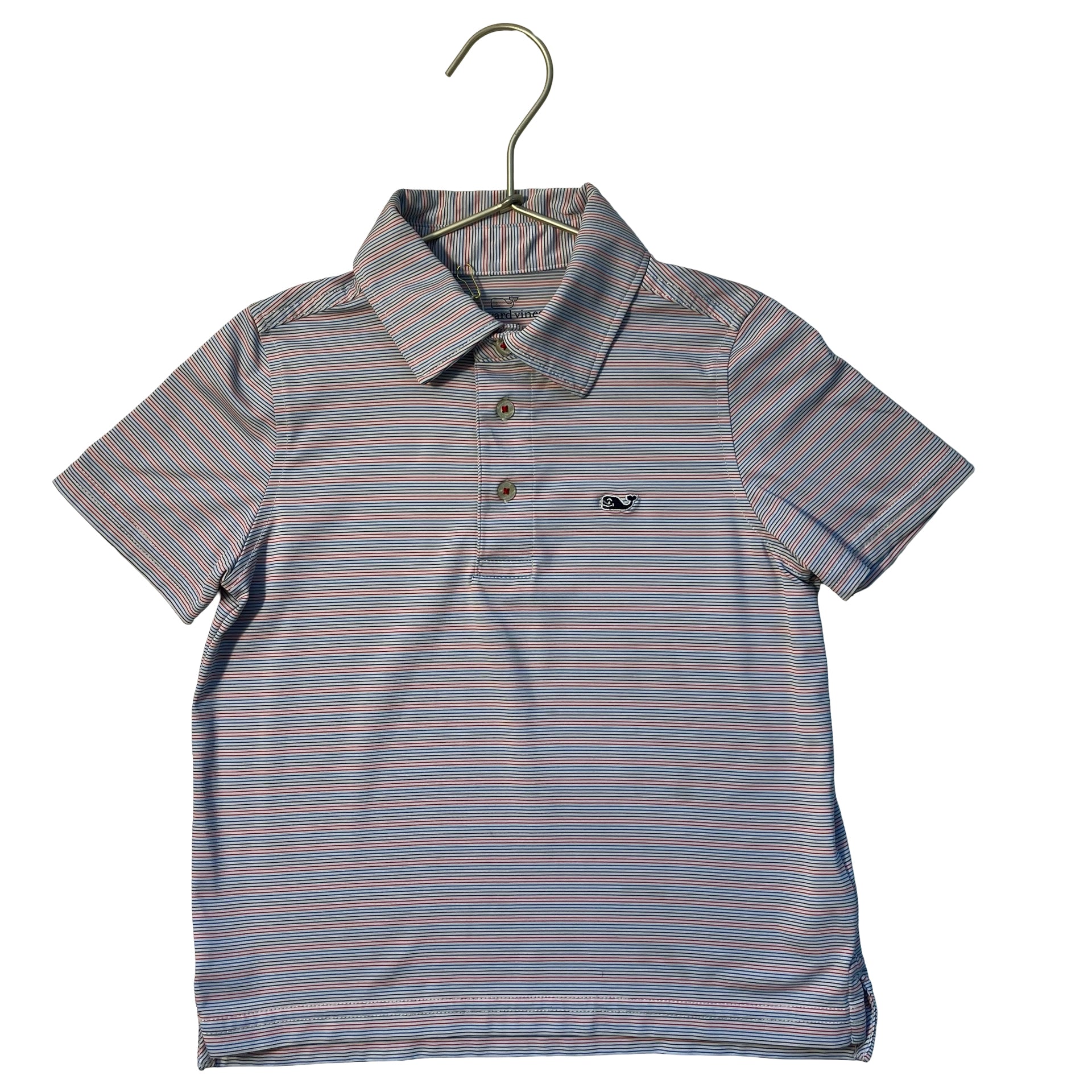 Vineyard Vines Santaky White, Red, Blue, Navy Striped Polo Shirt - Size 5