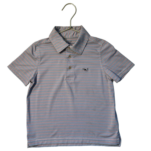 Vineyard Vines Santaky White, Red, Blue, Navy Striped Polo Shirt - Size 5