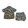 Old Navy Brown Tropical Tiger Linen Blend Shorts & Button Down - Size 6-12 Mo