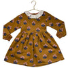 Mini Boden Brown Flower Print Sweatshirt Dress, Eyelet Collar - Size 5-6