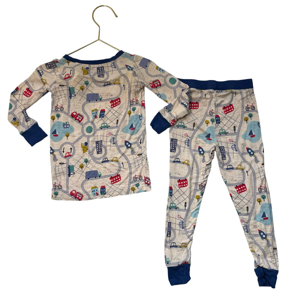 Little Sleepies Ivory Map Print 2 Piece PJs - Size 18-24 Mo