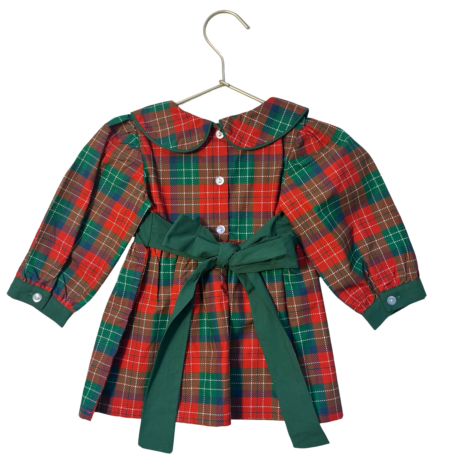 Stitchy Fish Red Plaid Green Sash Dress - Size 12 Mo