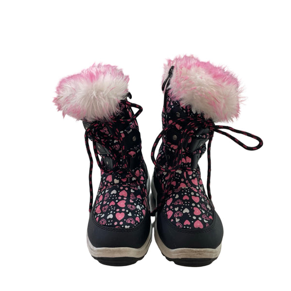 Dream Pairs Black & Pink Heart Winter Boots - Size 12