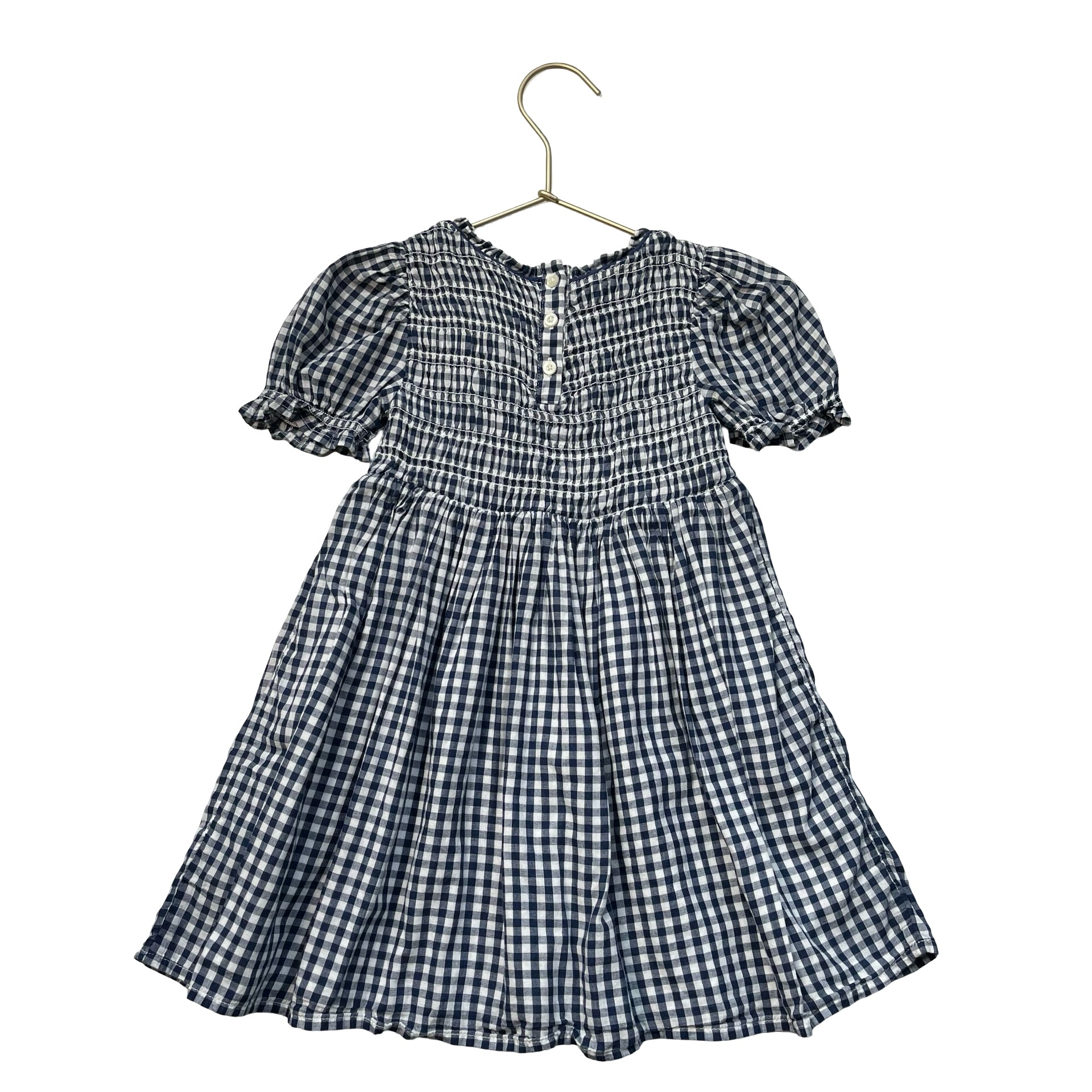 Gap x Doen Navy & White Check Smocked Dress - Size 3