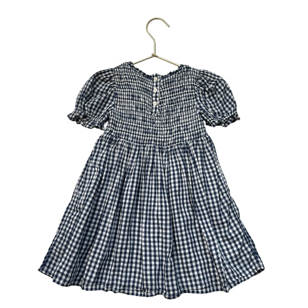 Gap x Doen Navy & White Check Smocked Dress - Size 3