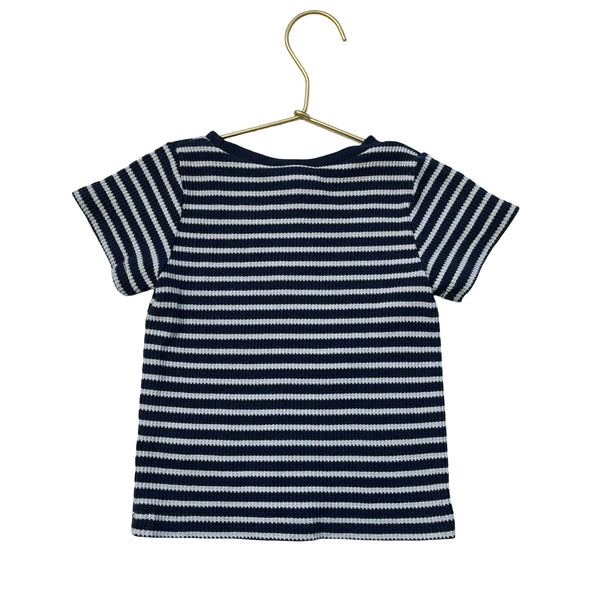 Kids + B Navy & White Striped Ribbed 'Beach' Tee - Size 90 (3)