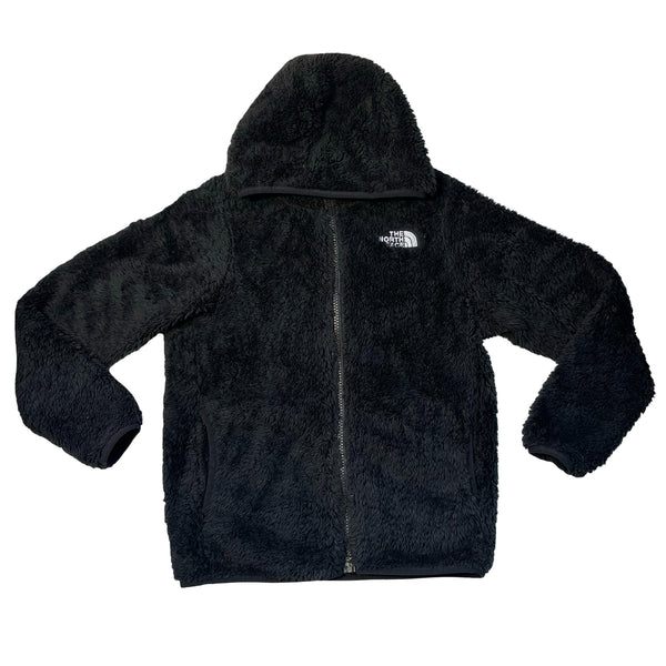 North Face Black Fuzzy Fleece Hooded Jacket - Size S 7-8
