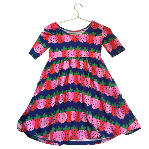 Hanna Andersson Blue, Pink, Red Strawberry Print Dress - Size 8