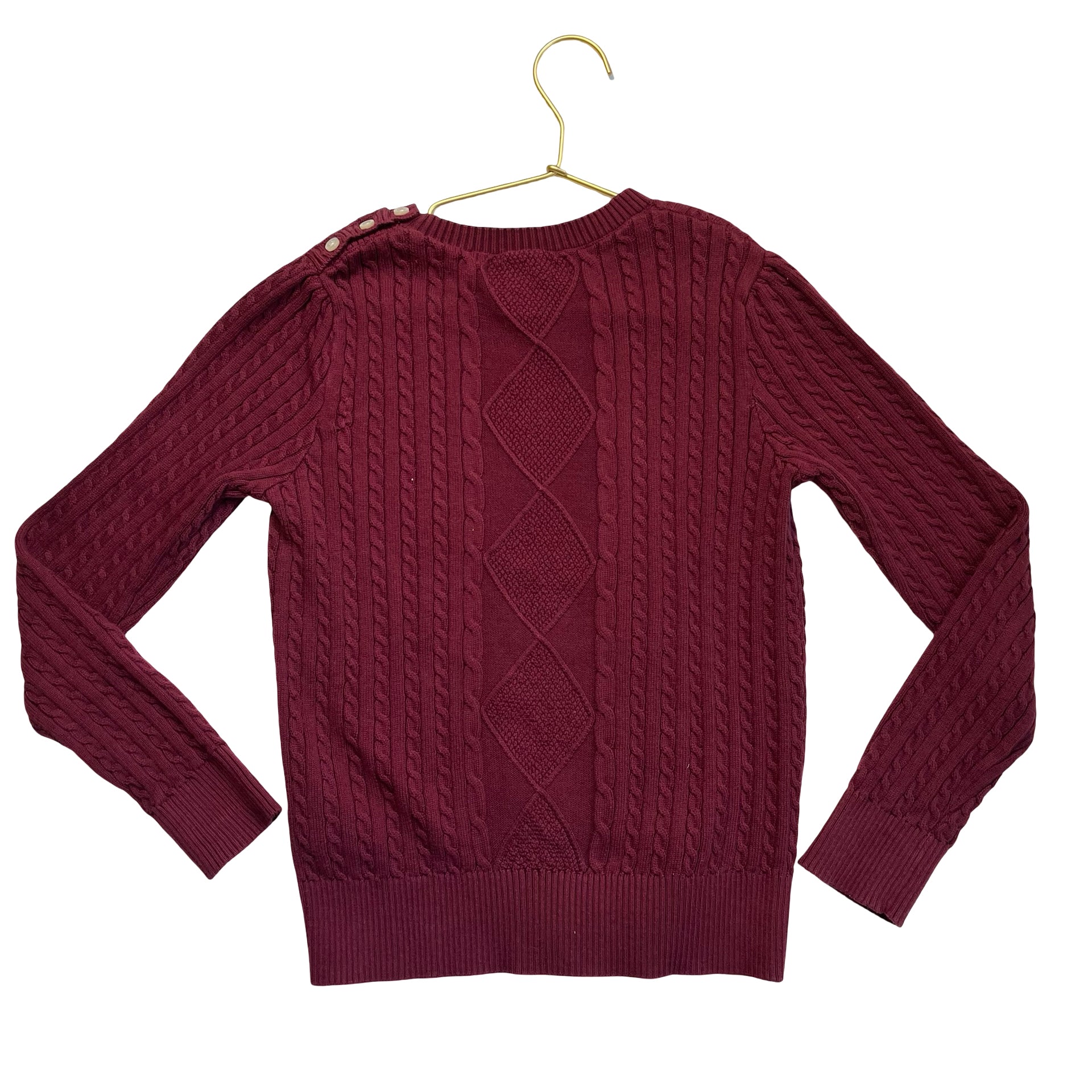 Brooks Brothers Maroon Cotton Cable-Knit Sweater - Size 10Y